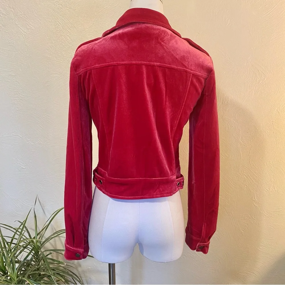 NWT Fate Tiff Magenta Velvet Moto Jacket, Medium - Picture 6 of 7